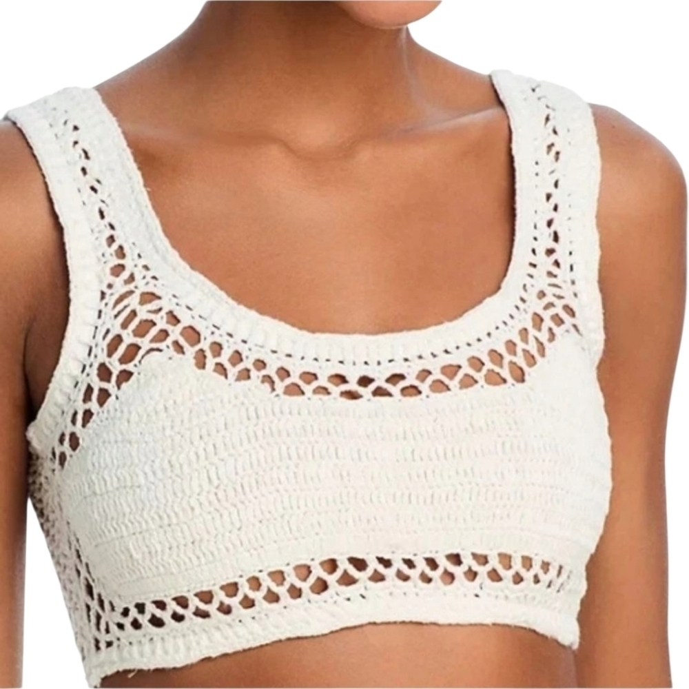 Beach Riot Woman's Swimsuit White Crochet Top And Bottom Bikini Set•NWT•Medium - Picture 3 of 12
